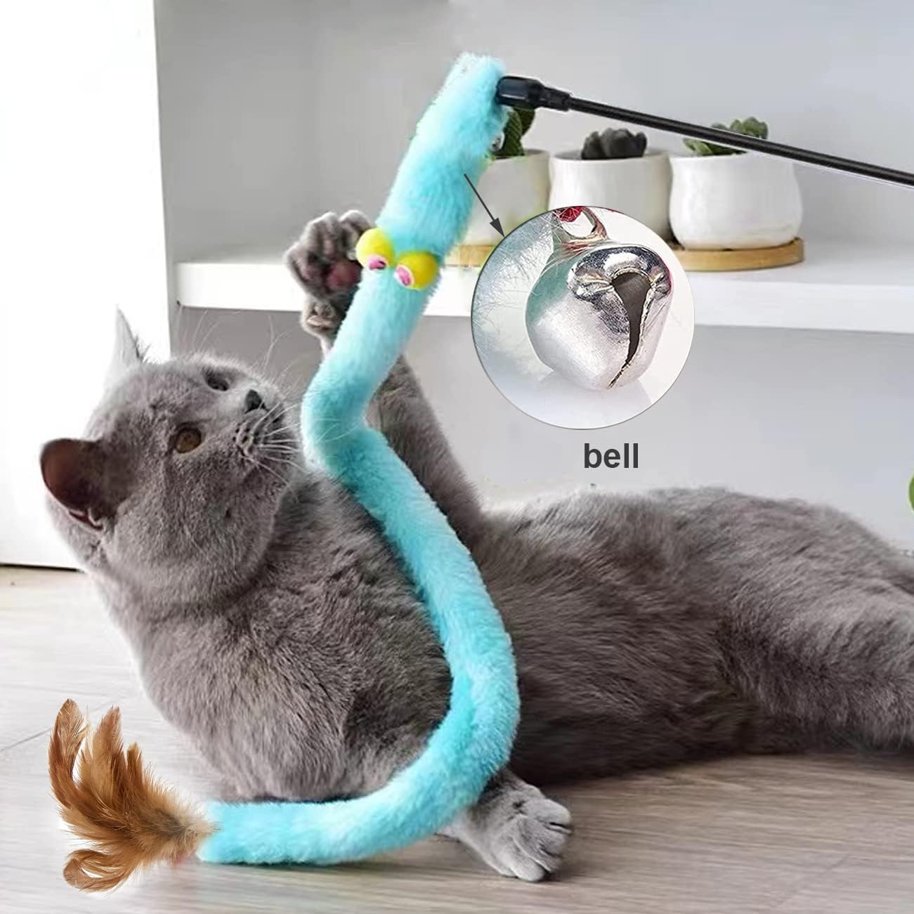 Thumbnail 5 de GingerUPer Cat Toy 6‑Pack: Feather Wand Set with Rainbow Wand for Indoor Cats