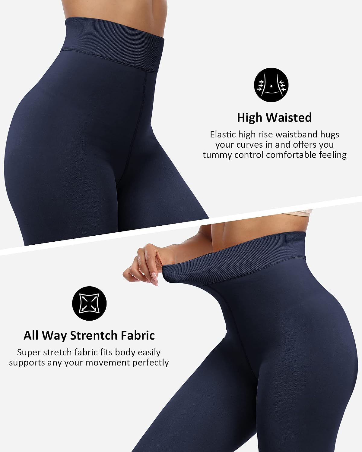 Thumbnail 1 de NORMOV Winter Warm Fleece-Lined Leggings for Women, High-Rise Thermal Tights