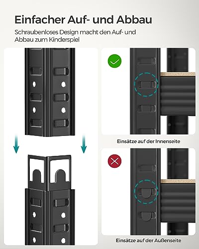 Detalle 2 de SONGMICS Schwerlastregal 2er-Set 90 × 40 × 180 cm – stabil, verstellbar, ideal für Keller und Garage