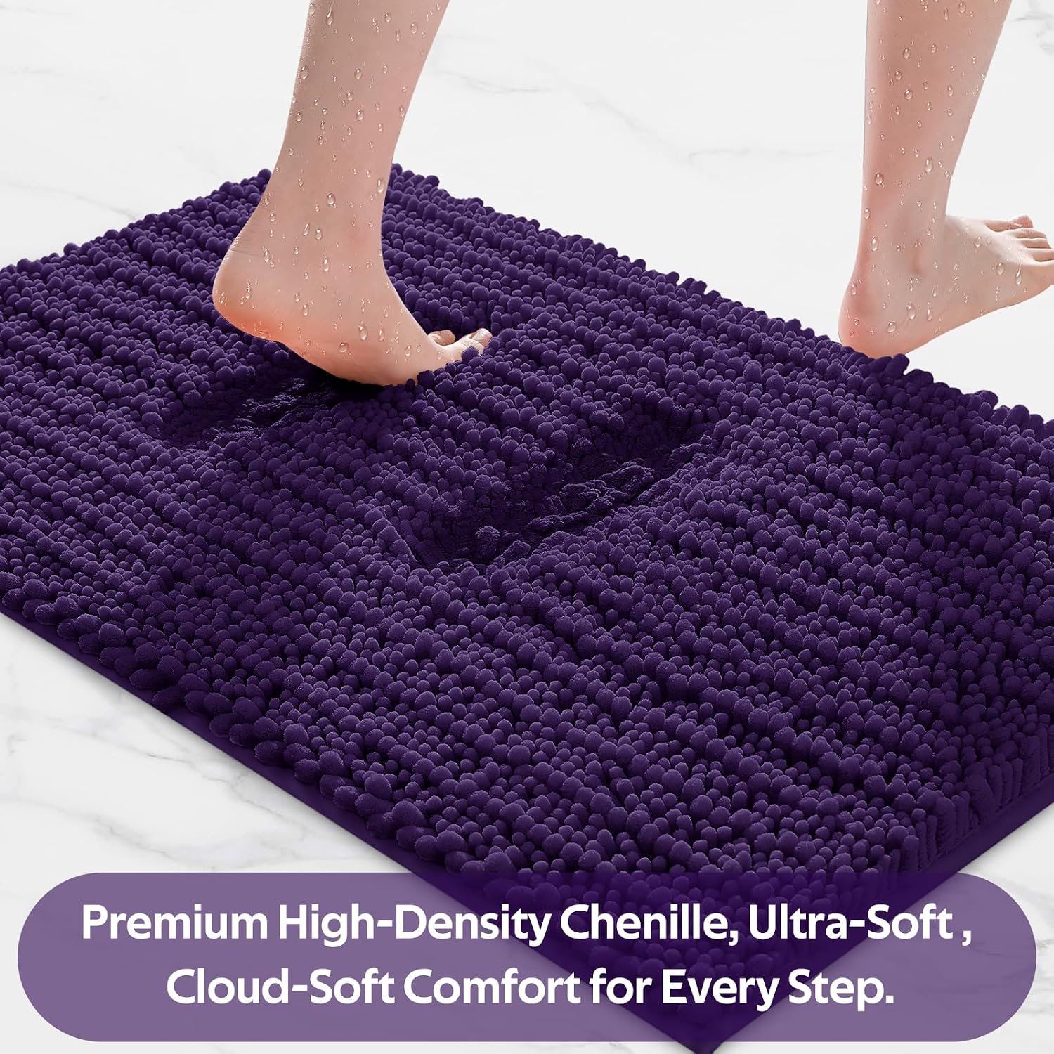 Detalle de ACCUMTEK Extra Large Dark Purple Bath Rug Set 3