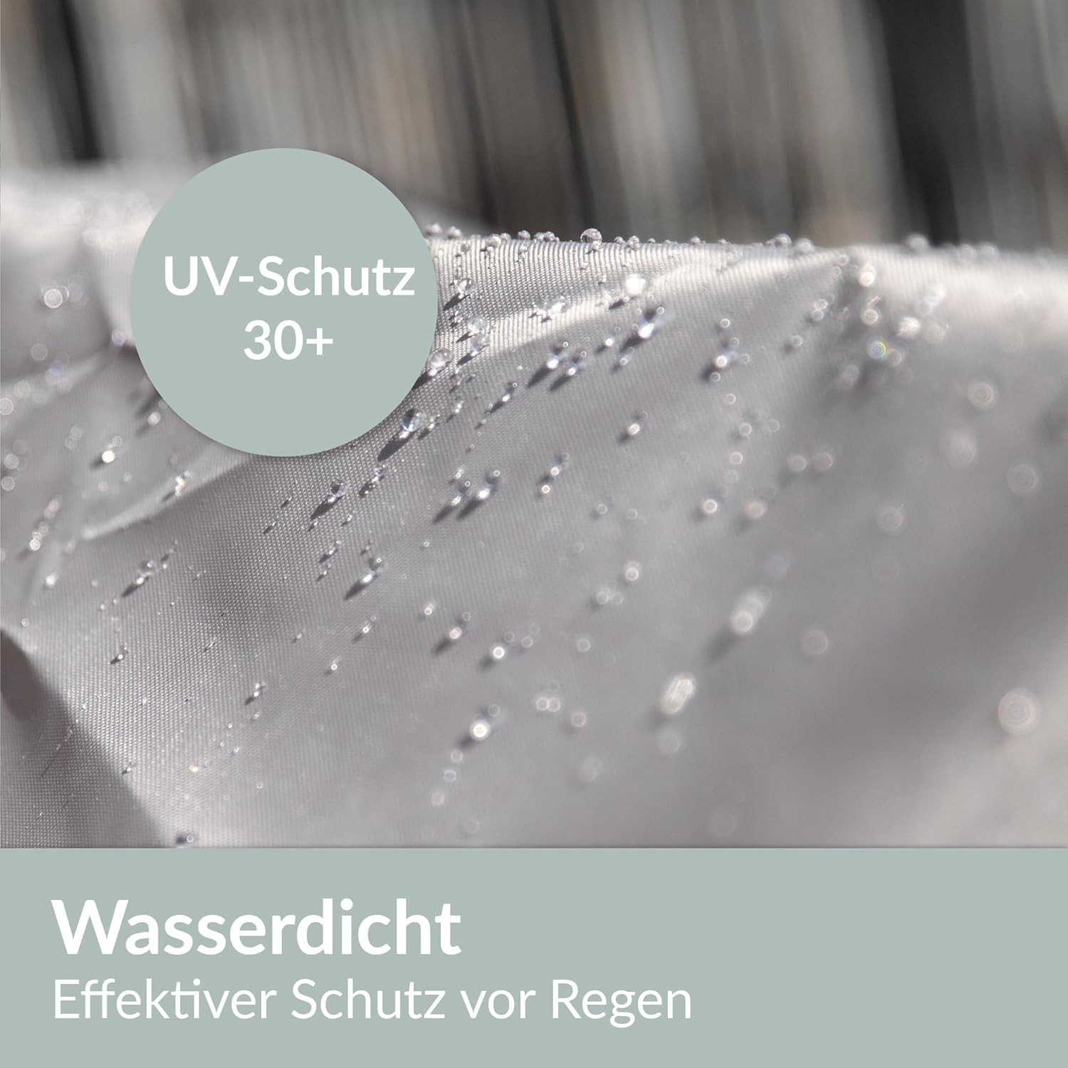 Detalle de Chefarone Auflagen-Schutzhülle 125 × 50 × 32 cm – wasserabweisend, UV-Schutz 30+, inkl. Aufbewahrungsbeutel