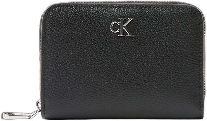 Detalle de Calvin Klein Cartera Minimal Monogram de piel, negro 👛