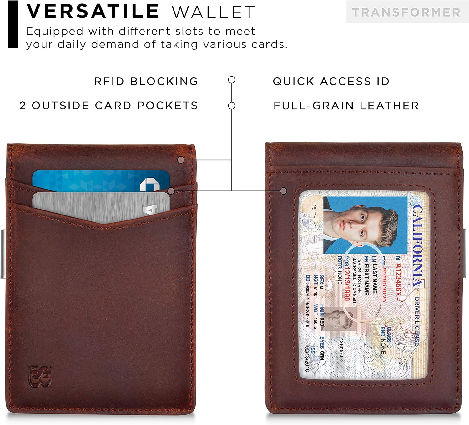 Detalle 2 de SERMAN BRANDS Money Clip Wallet RFID Slim Wallet 💼