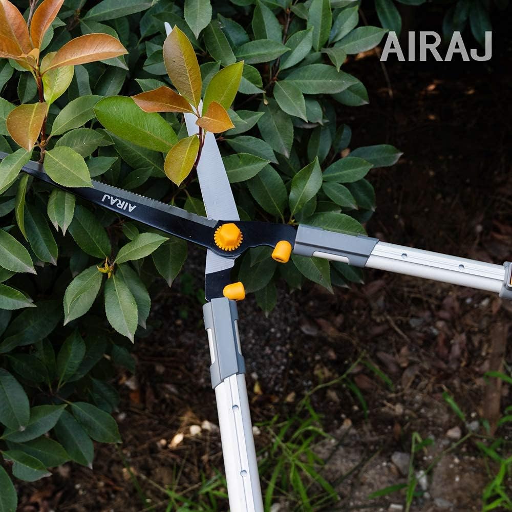 Detalle 2 de AIRAJ 75-88cm Telescopic Hedge Shears Heavy Duty – SK5 Steel Blade, Ergonomic Handles, Free Gloves & Secateurs