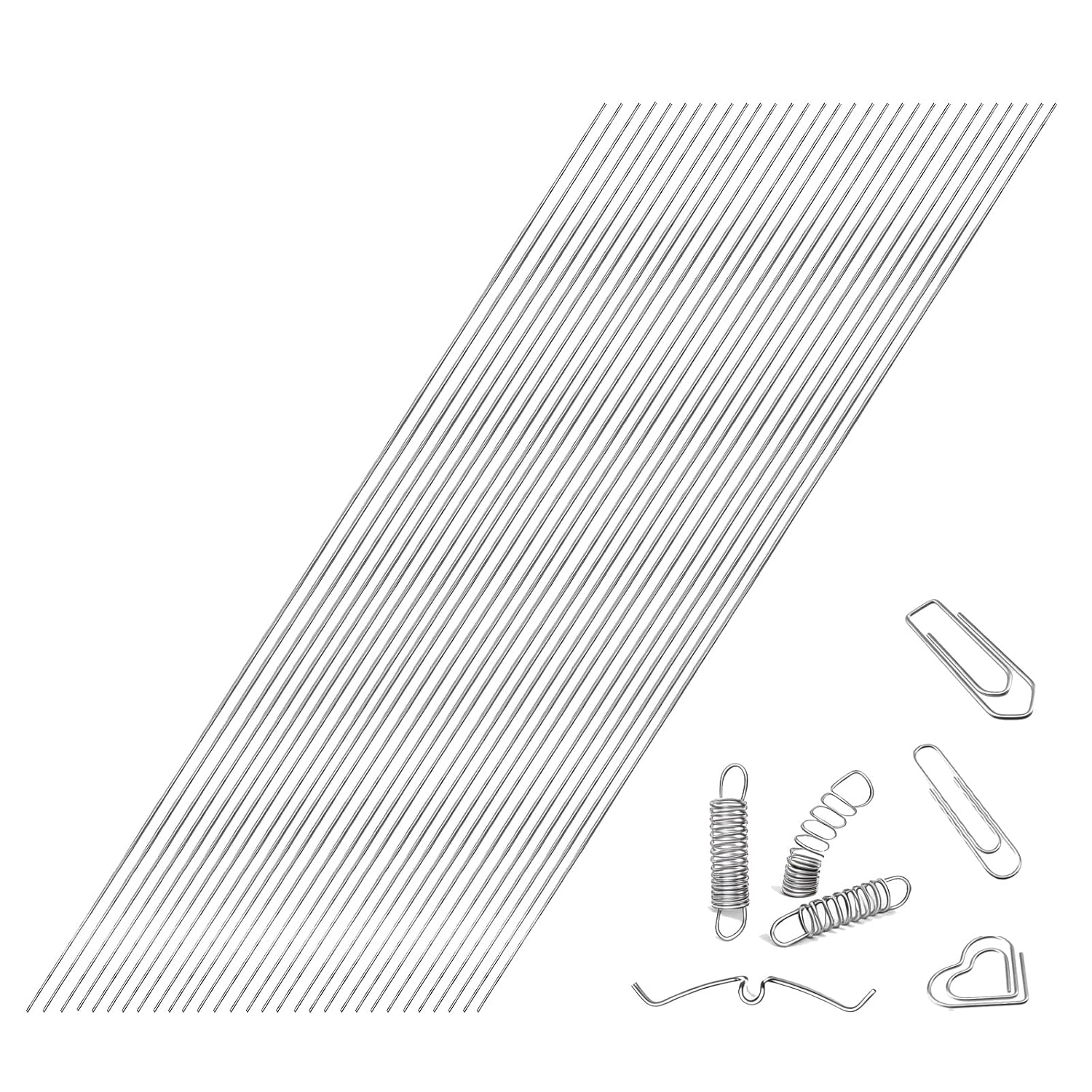 Detalle de Phiocxem 0.8 mm 304 Stainless Steel Spring Wire, 30-Piece Pack