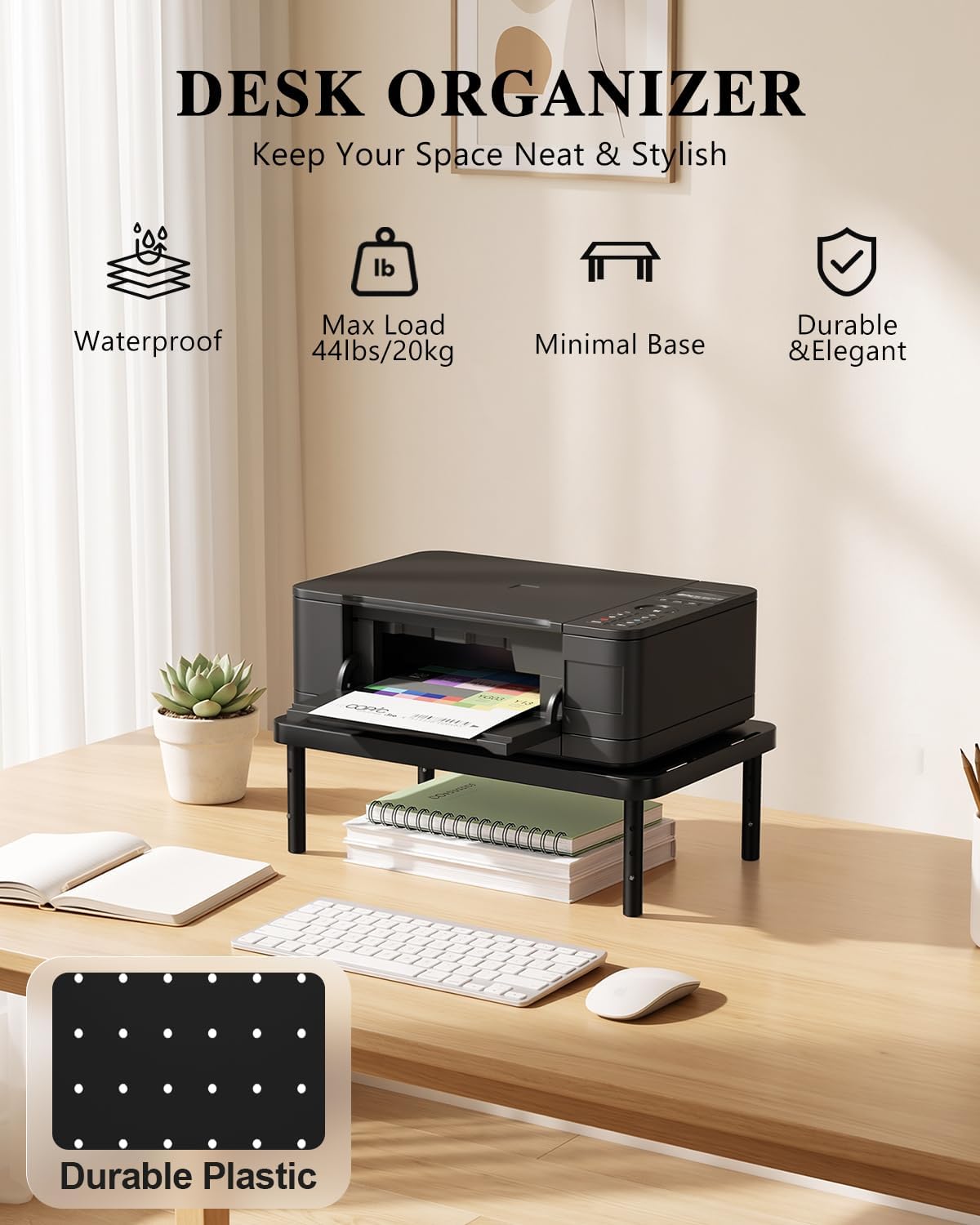 Thumbnail 2 de WALI STT003 Monitor Stand, 3 Height Settings and Under-Stand Storage
