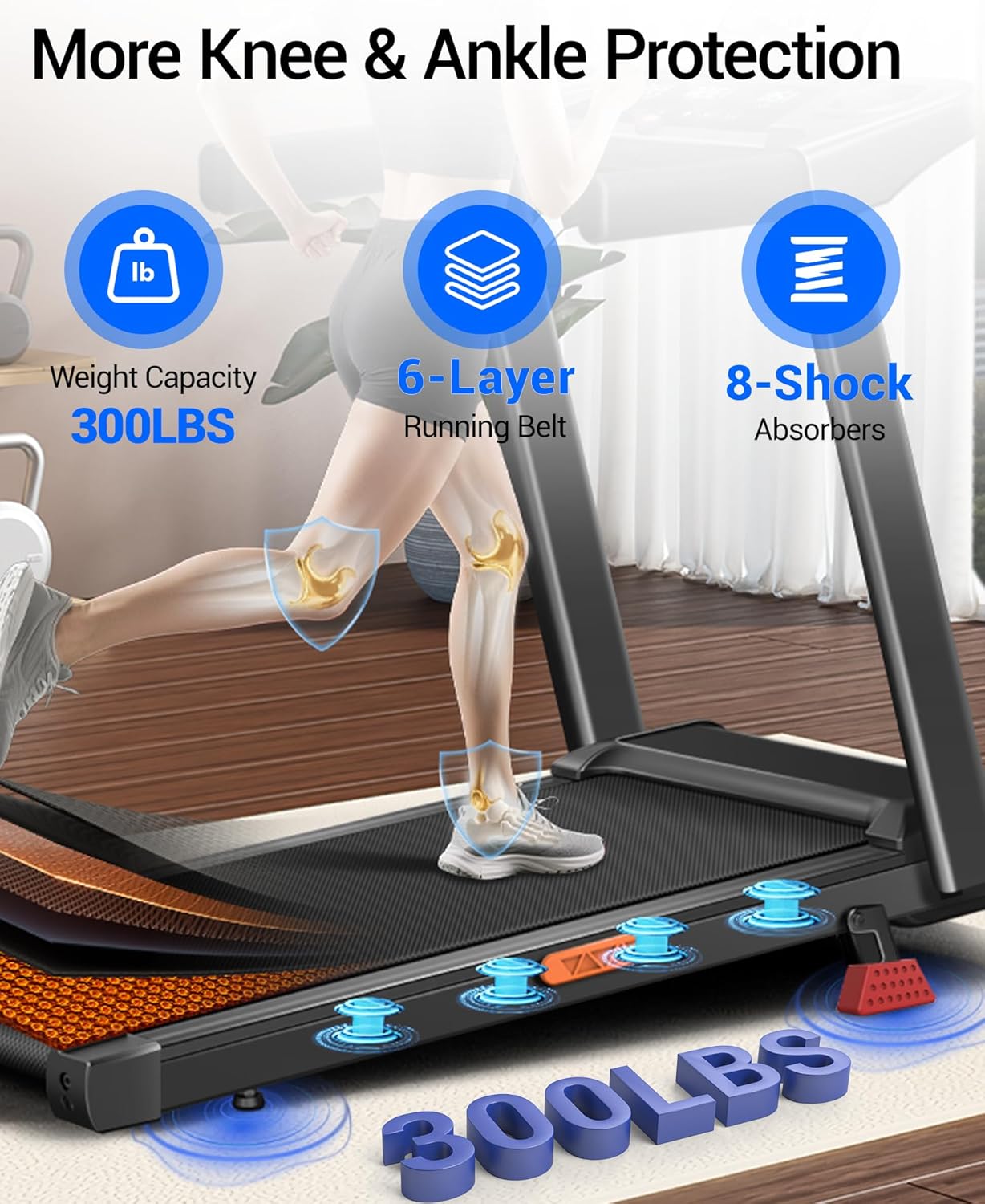 Thumbnail 4 de UMAY tapis de course pliable 12 km/h : inclinaison 0%, 10%, 15° et console avec suivi cardio