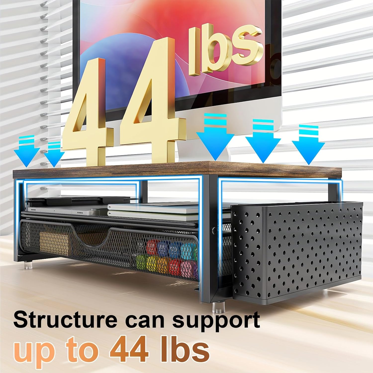 Detalle 2 de Monitor riser desk organiser with drawer