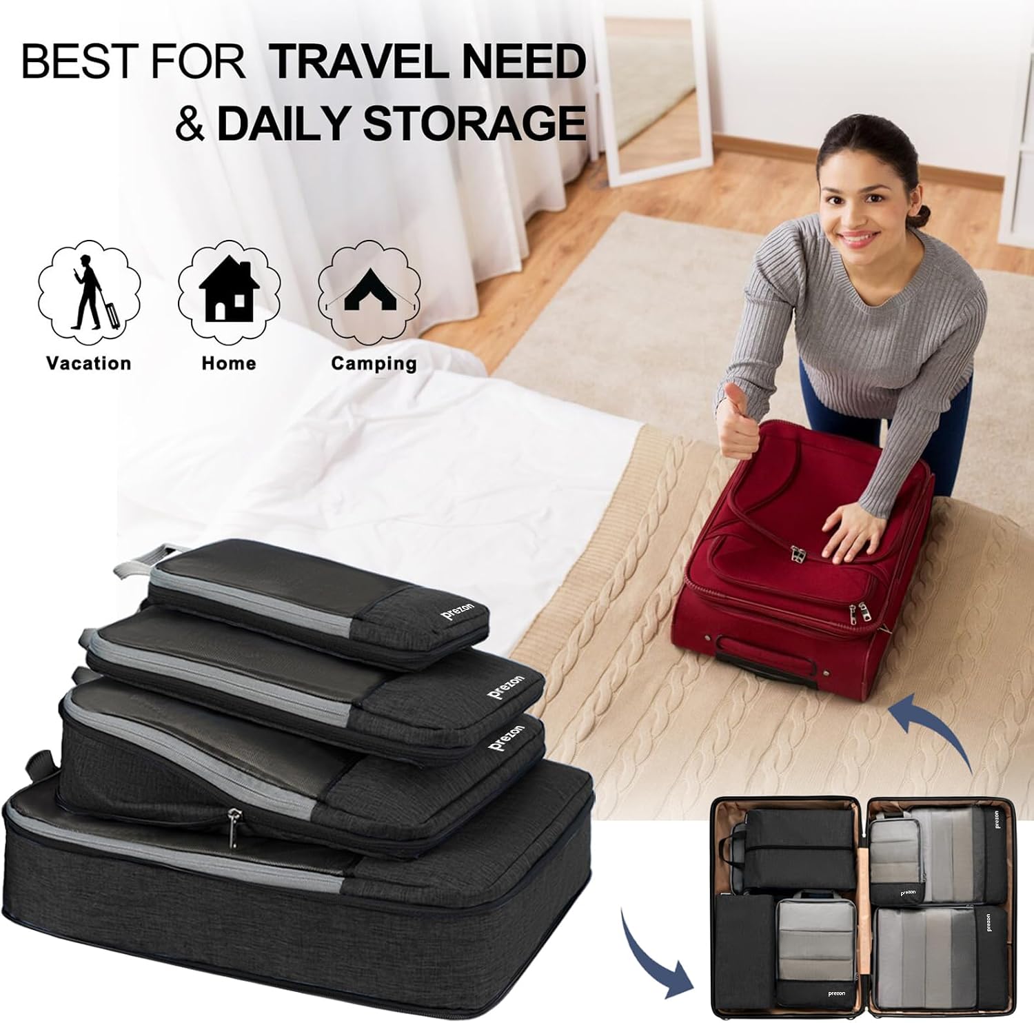 Detalle 2 de Prezon Compression Packing Cubes 6‑Piece Set