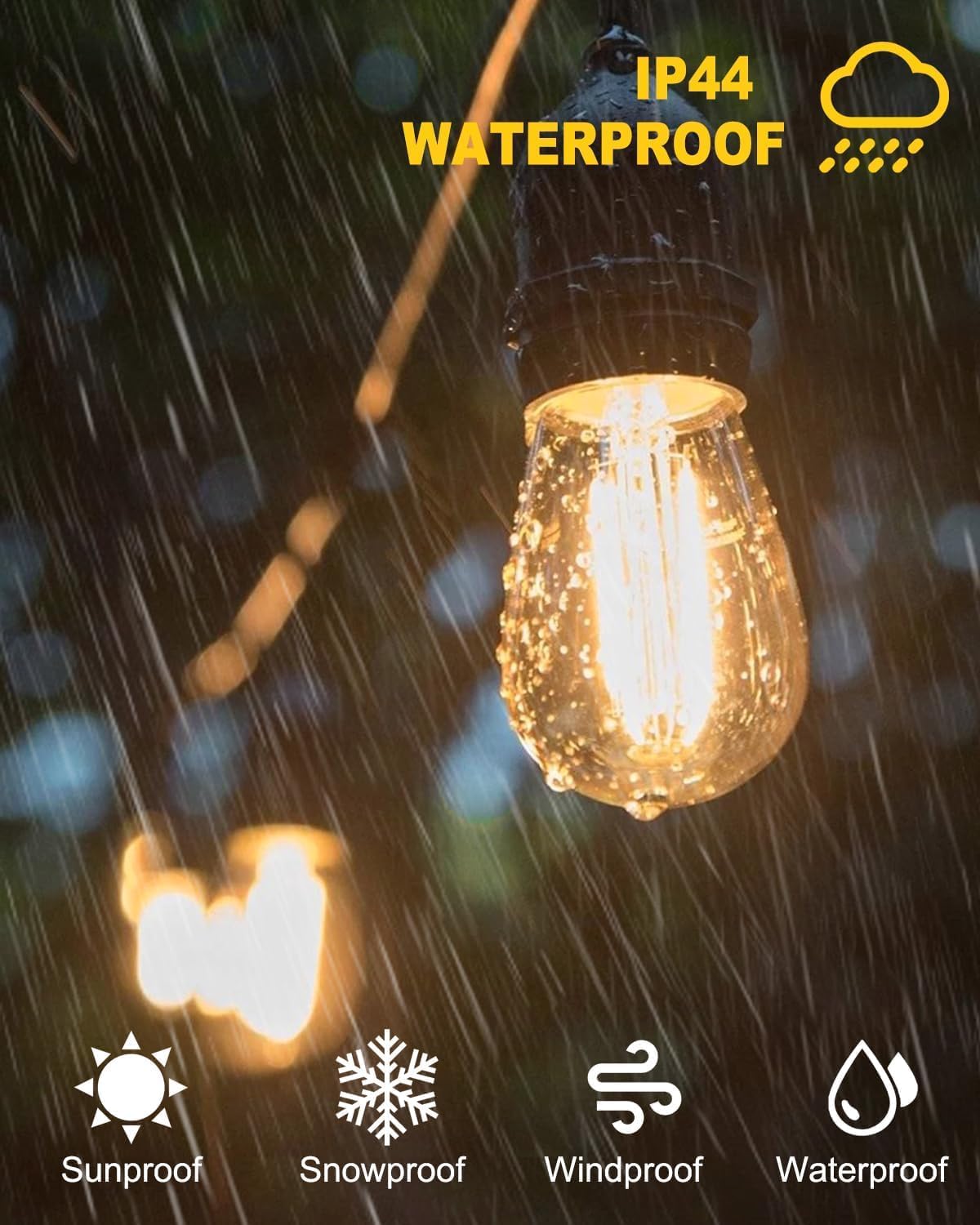 Thumbnail 4 de BRIMAX Outdoor String Lights 49FT heavy-duty waterproof set with 15 E27 sockets