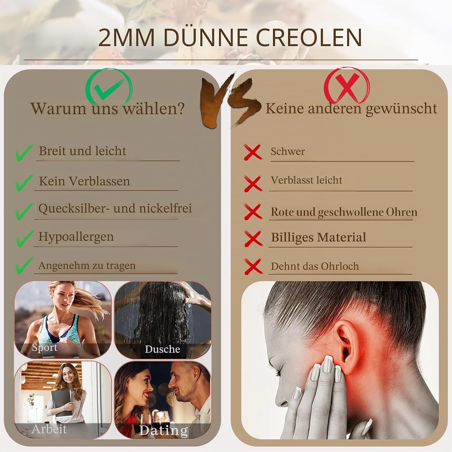 Thumbnail 4 de Senteria 2mm Silber Creolen 925 Ohrringe Damen