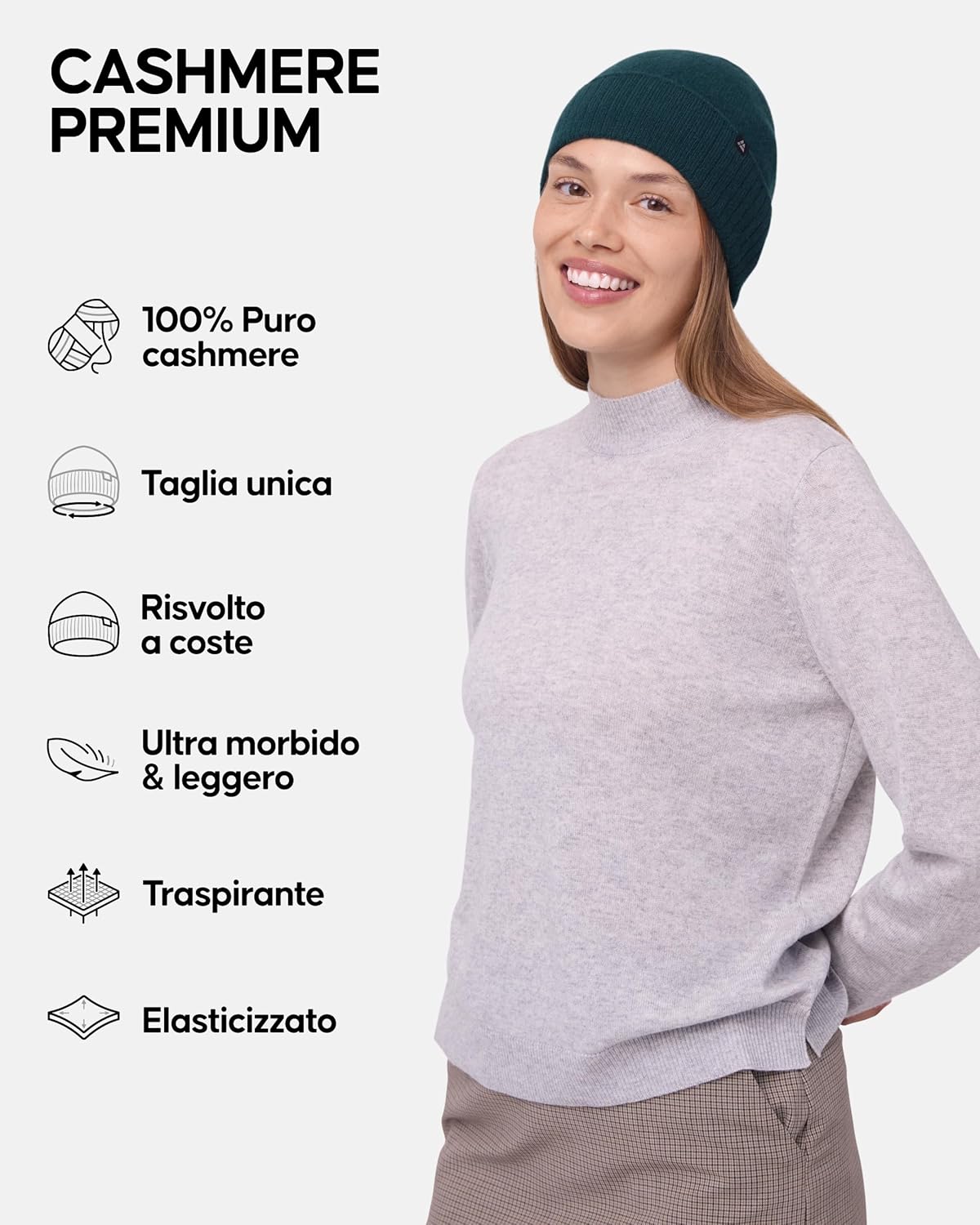 Thumbnail 1 de DANISH ENDURANCE Cappello Invernale Uomo in 100% Cashmere (taglia unica, OEKO-TEX) per autunno e inverno