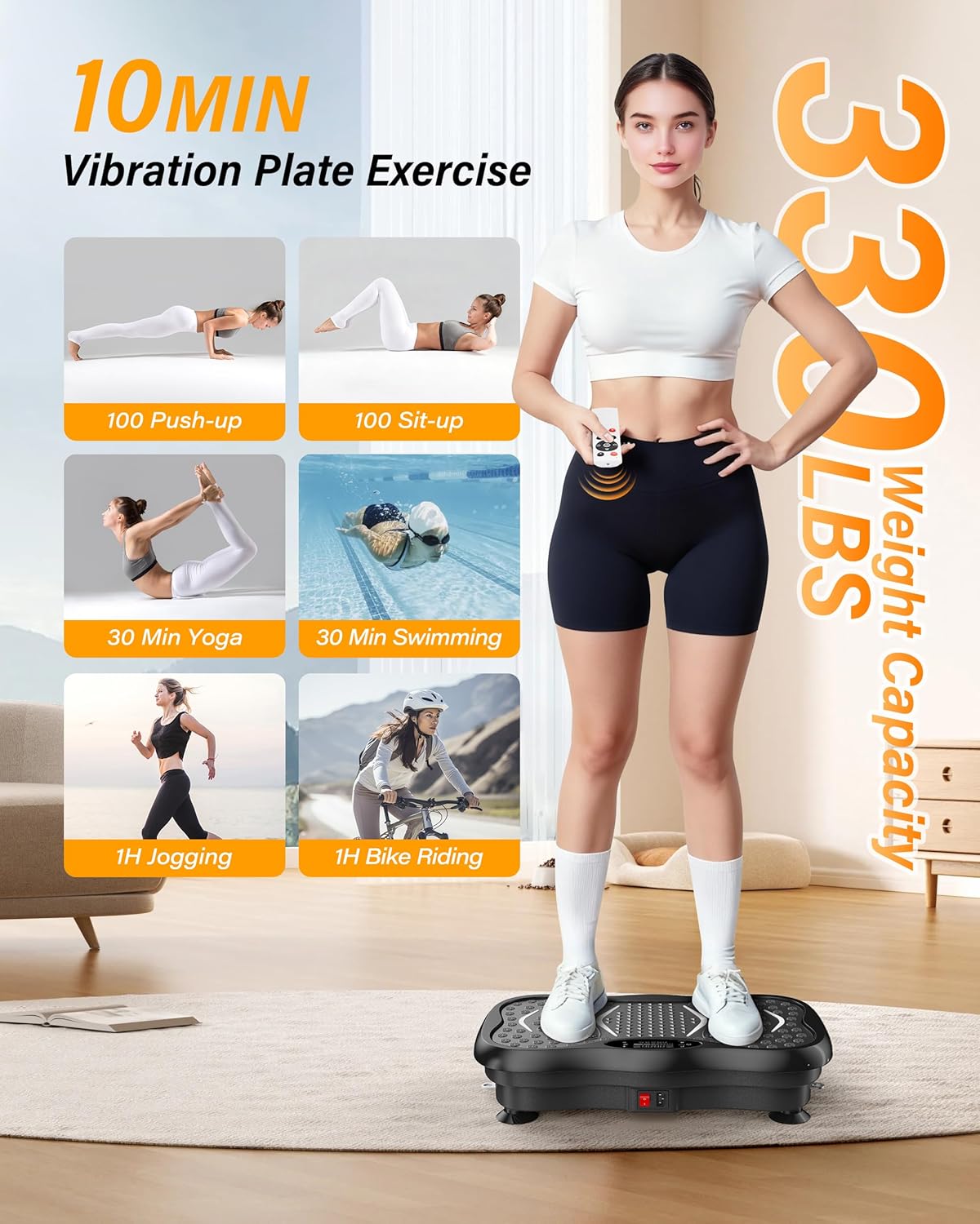 Detalle de Vibration Plate Exercise Machine for Home Workout – 5 Programme Modes, 99 Speed Levels, 330 lbs Capacity