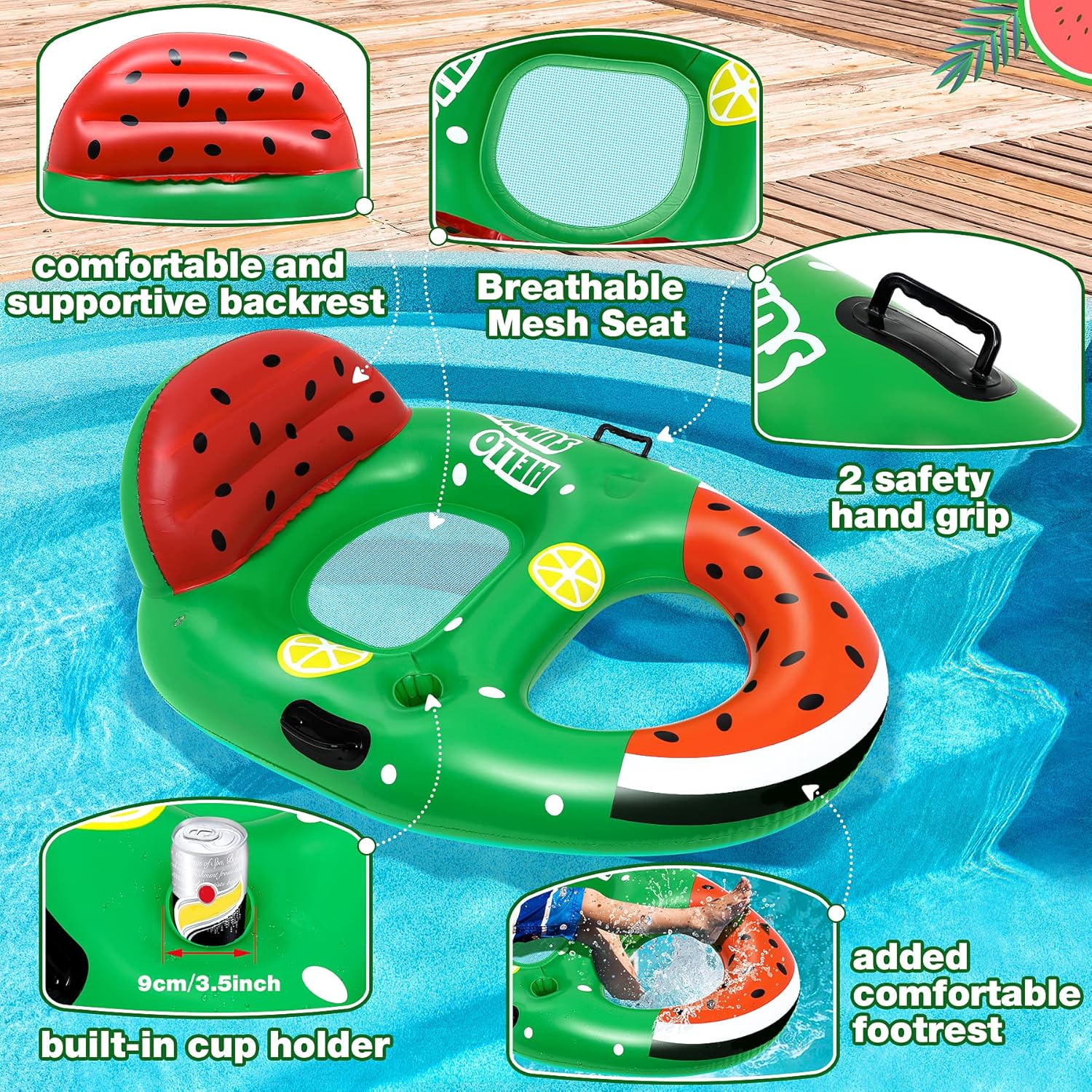 Detalle de Gontence Bouee Piscine: Matelas Gonflable Ergonomique avec Hamac et Repose-Pieds