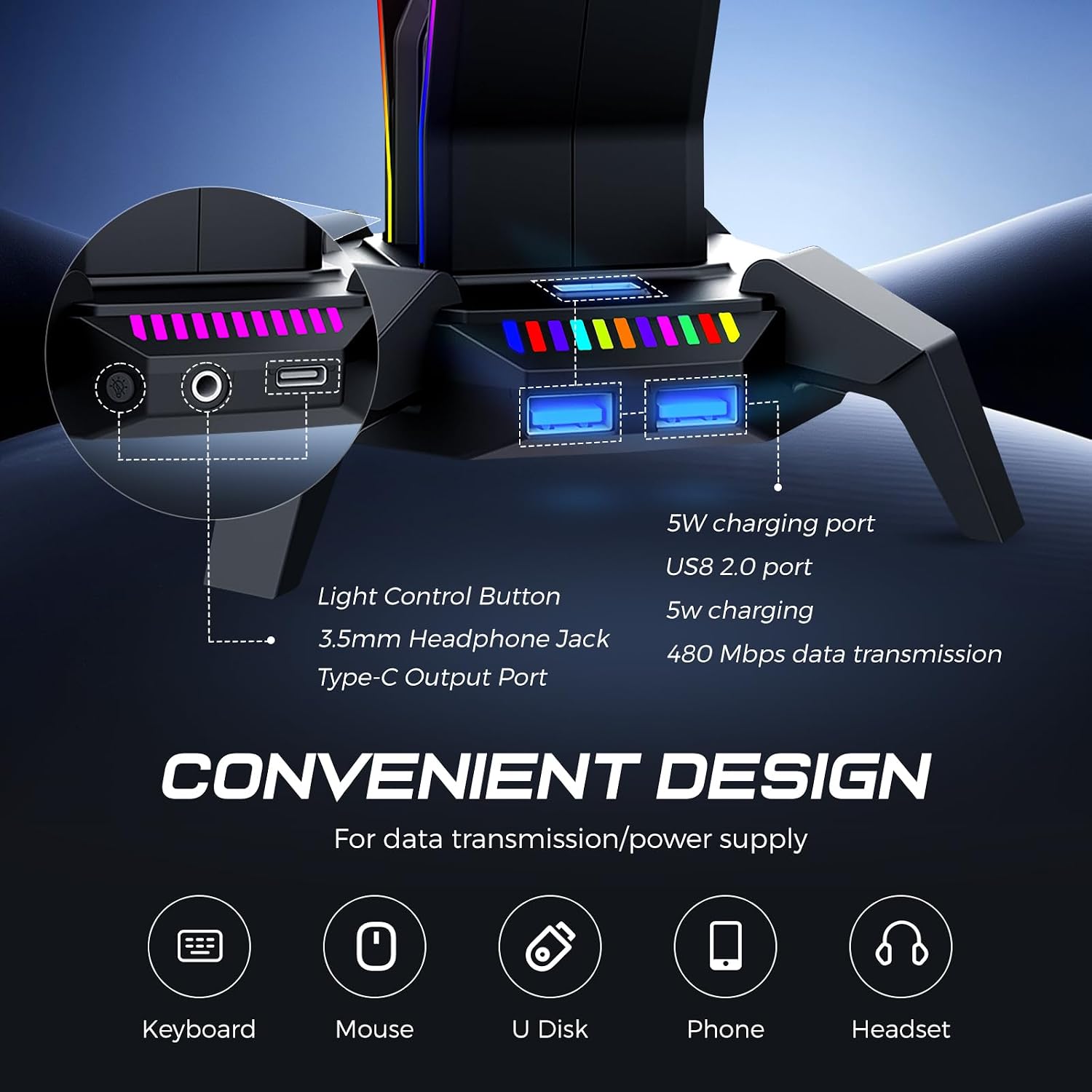 Detalle de MARVO Headphone Stand