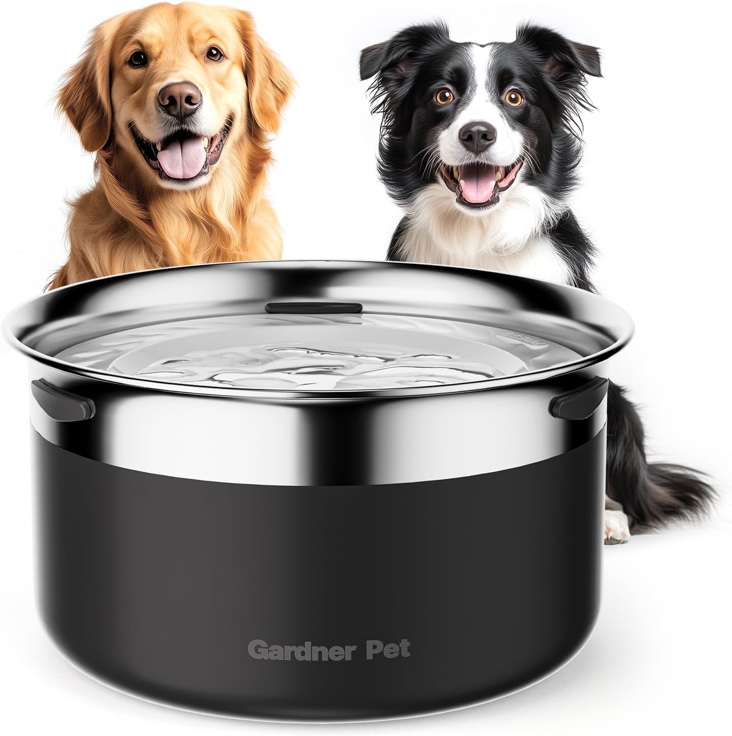 Detalle de Gardner Pet Wassernapf für große Hunde (ohne Sabbern), 3,85 l Edelstahl, auslaufsicher – schwarz