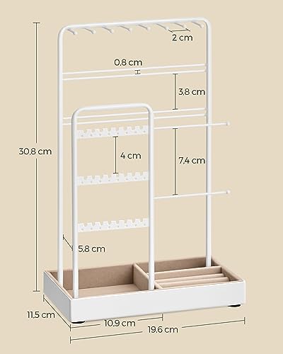 Detalle de SONGMICS Portagioie JJS021W01: Espositore per Gioielli in Metallo con Base in Velluto, 30 cm di Altezza