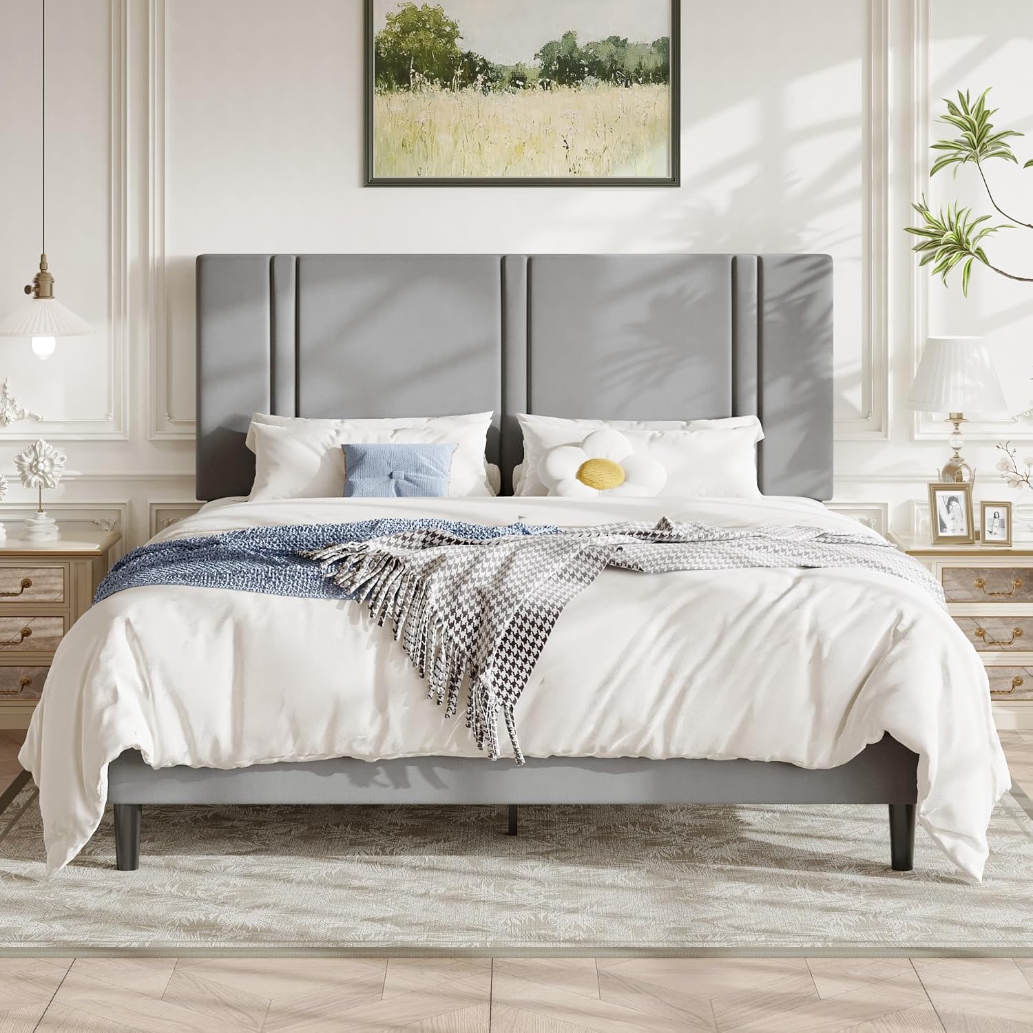 Detalle de Allewie California King Platform Bed Frame, Velvet