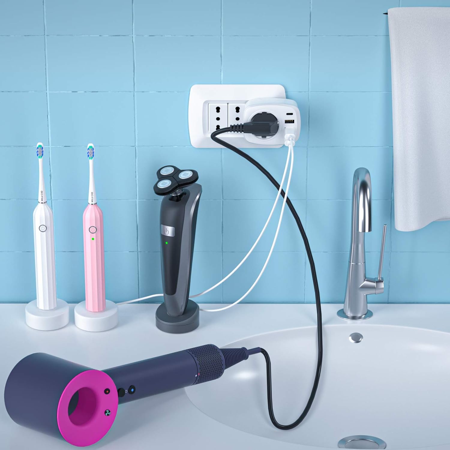 Thumbnail 5 de LENCENT 5-in-1 Reiseadapter (DE auf IT, Typ L) mit 3× USB und Typ-C – Netzadapter für Italien & Übersee