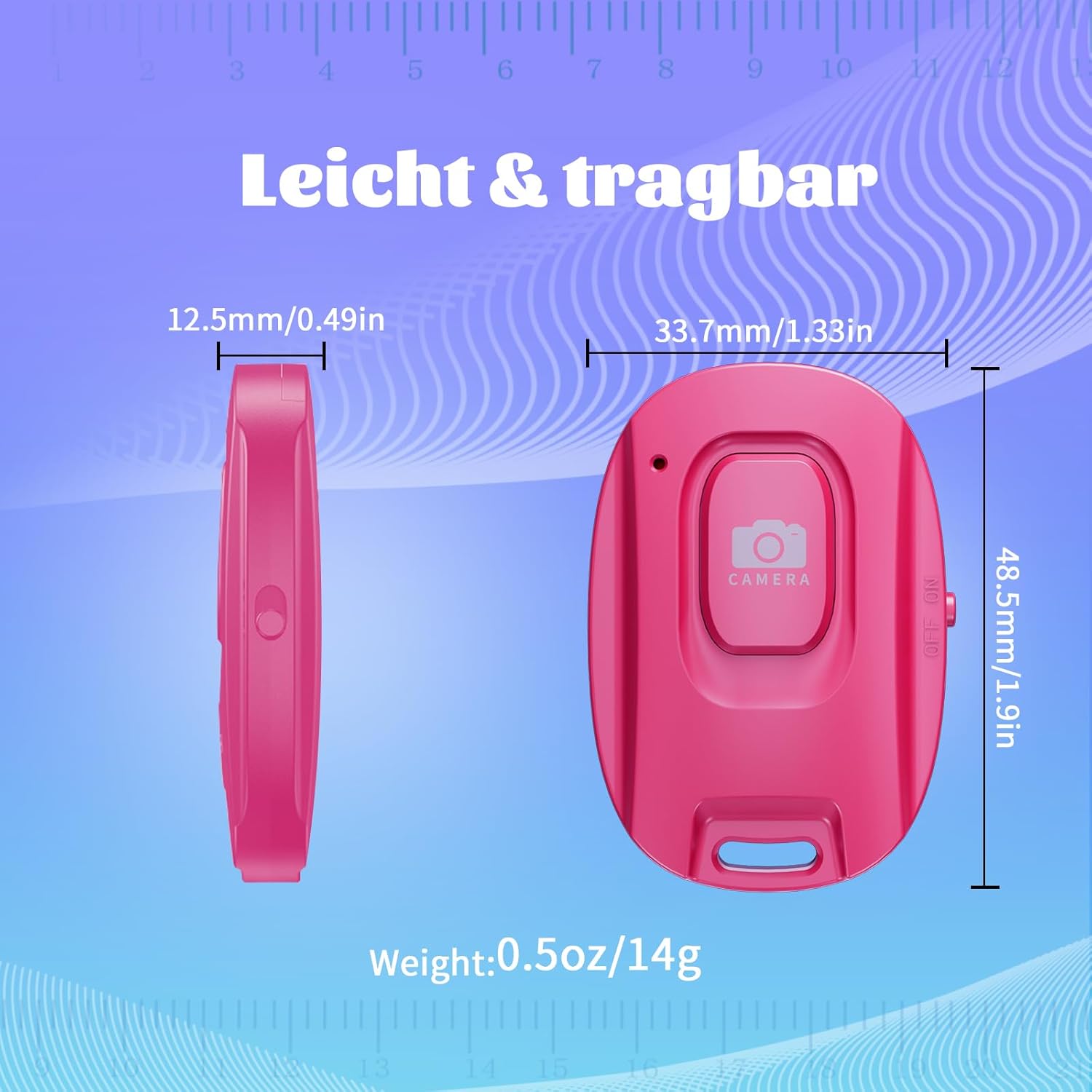 Thumbnail 5 de VYVIYON Bluetooth-Kameraauslöser 2er Pack für iOS & Android – Wiederaufladbare Selfie-Fernbedienung mit Handschlaufe, 5.2, 10 m Reichweite