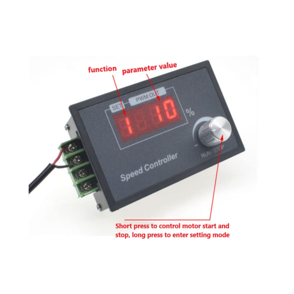 Detalle de Aideepen PWM-motorsnelheidsregelaar 6–60 V, 30 A met draaiknop en display