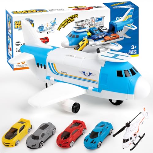 Detalle 2 de M Zimoon Aviones de Juguete ✈️ con Coches y Helicóptero