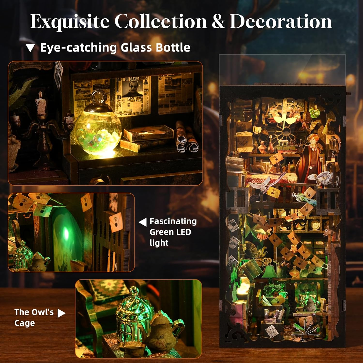 Thumbnail 4 de ETKVR Book Nook Kit – DIY Book Nook Modell für Erwachsene, magisches 3D Holz-Puzzle Buchstützen‑Insert