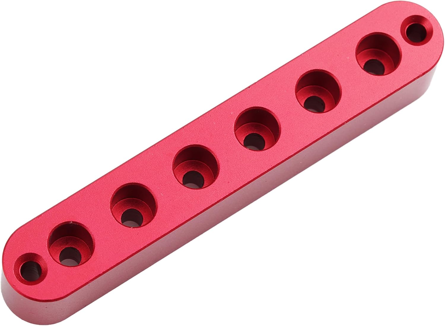 Detalle de Guyker FB-06 Aluminum 6-String Ferrule Block for Through-Body Guitars, Red