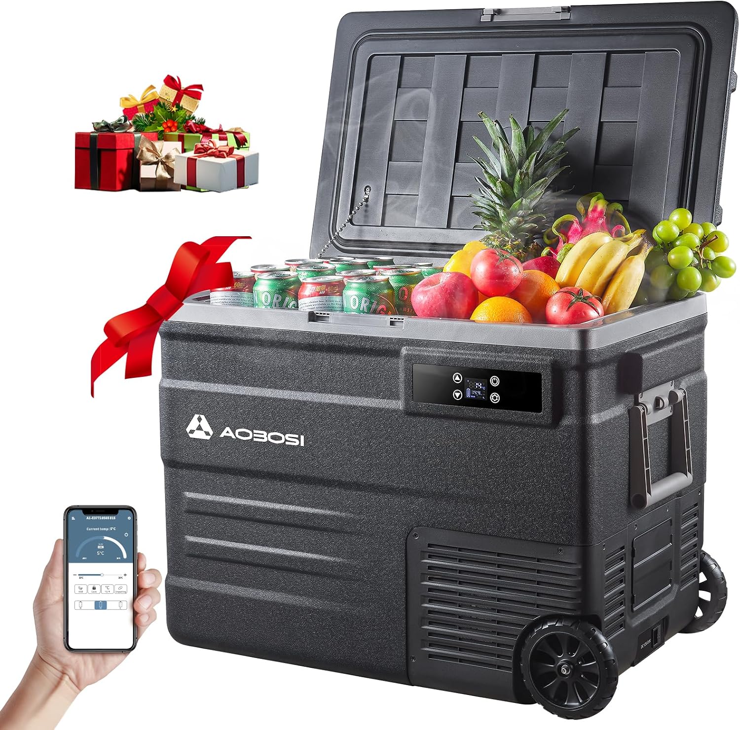 Detalle de AAOBOSI 74L Kompressor-Kühlbox mit APP und LED – bis -20 °C bis 20 °C, 12/24V und 100–240V