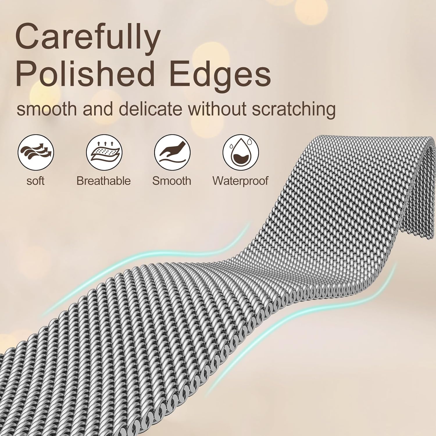 Thumbnail 2 de Yoohoo Milanese Loop for Apple Watch – Universal, adjustable stainless steel strap in titanium finish