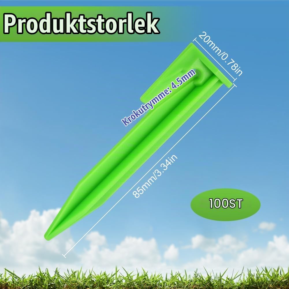 Detalle 2 de OFFCUP robotgräsklipparpinnar, 100 st gröna plastpinnar på 8,5 cm