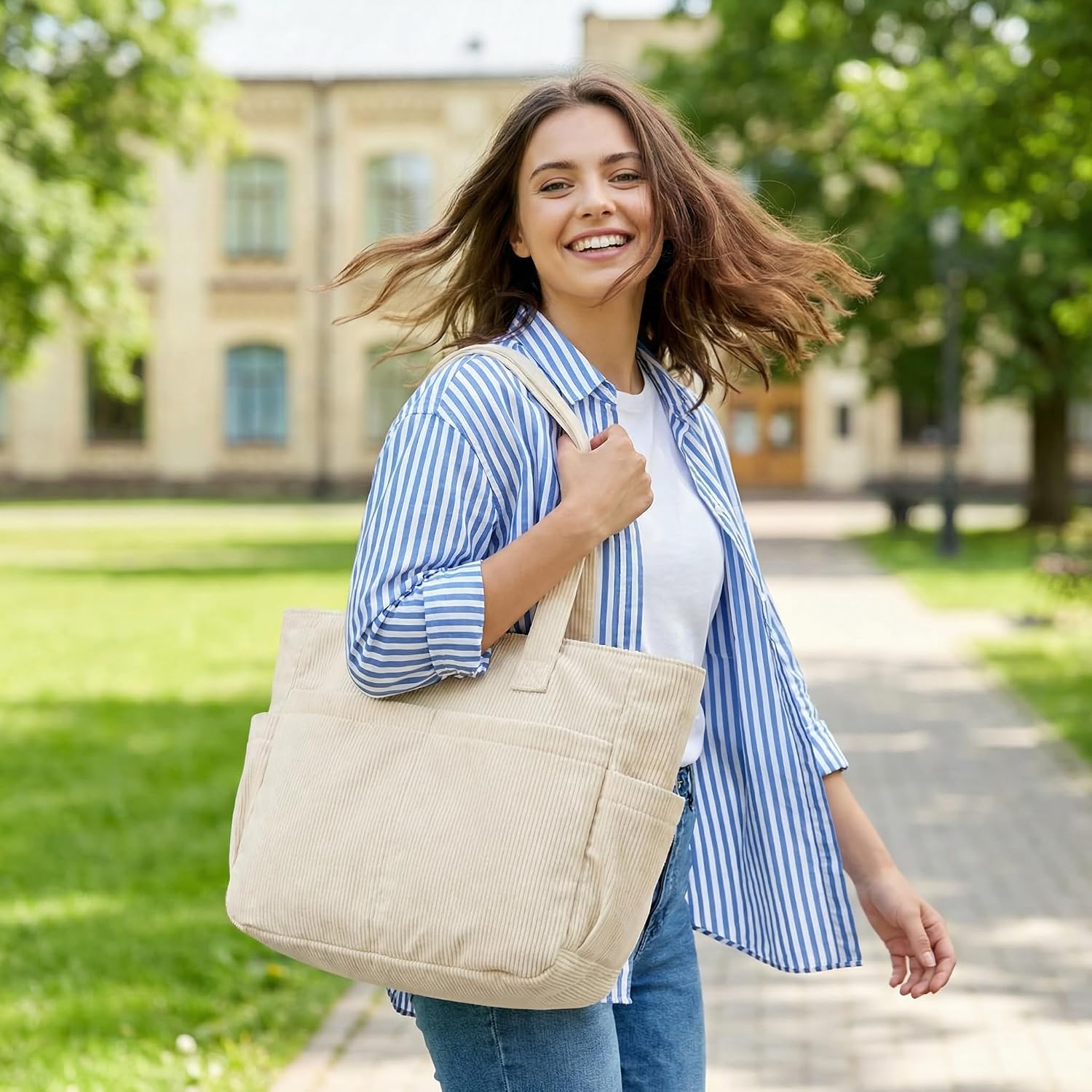 Thumbnail 6 de LOTEZAVA Cordtasche Tote Bag 42 x 29 x 12 cm