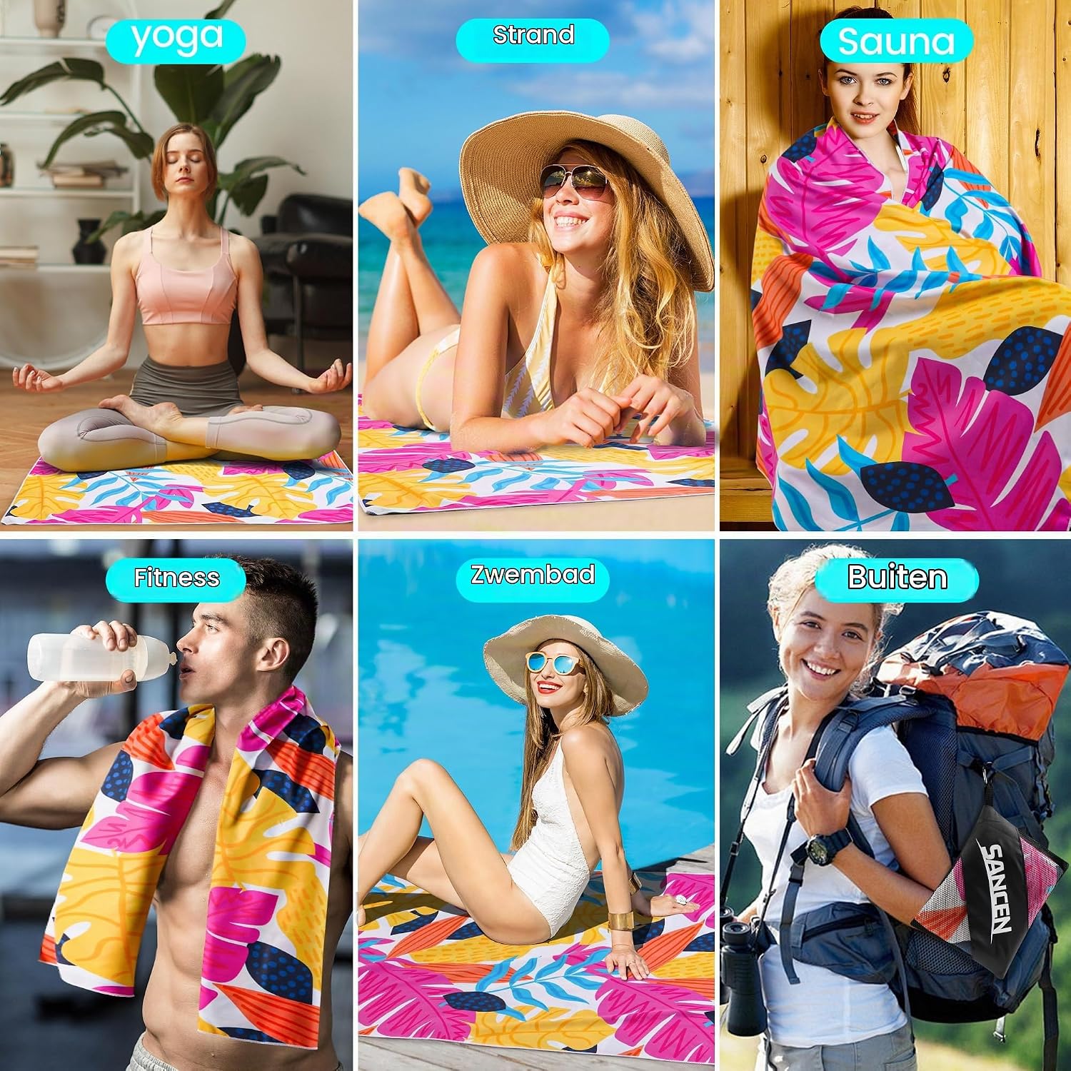 Thumbnail 6 de Hexify C0116-0653 XXL-strandlakens van microvezel, set van 2, 180 x 90 cm
