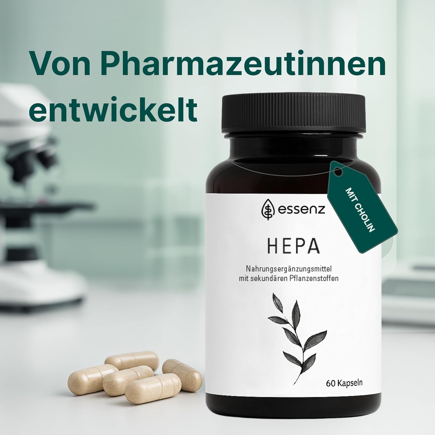 Detalle de ESSENZ Hepa Kapseln mit Mariendistel, Artischocke & Löwenzahn (60 Kapseln) – Nahrungsergänzung zur Leberunterstützung