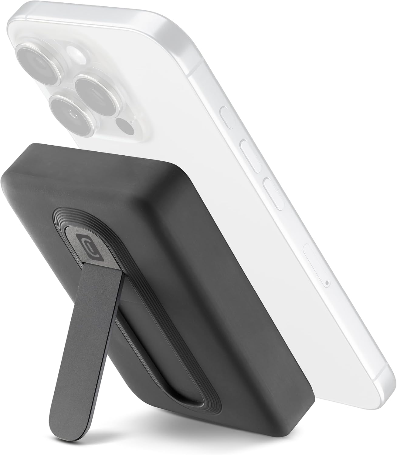 Detalle de Power Bank Cellularline 5.000 mAh Qi2 15W con Stand Integrato e USB-C 20W – Soft-Touch Nero