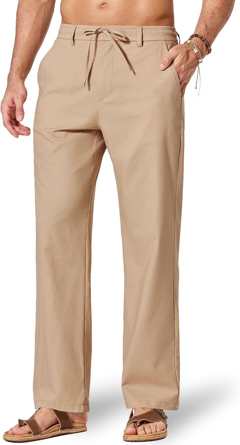 Thumbnail 6 de COOFANDY Men’s Cotton Linen Pants (Loose Fit) with Drawstring Waist