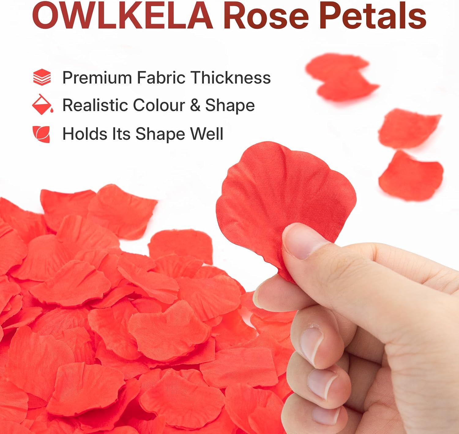 Detalle de OWLKELA 1200 pétales rouges artificiels 🎉