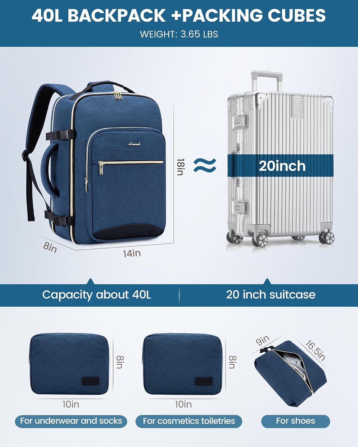 Thumbnail 4 de LOVEVOOK Travel Backpack 40L