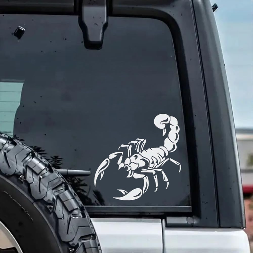 Detalle 2 de Set of 2 Scorpion Vinyl Stickers – 5.5" x 5.5" Waterproof Tribal Emblem for Motorcycle, Car or Helmet (White)