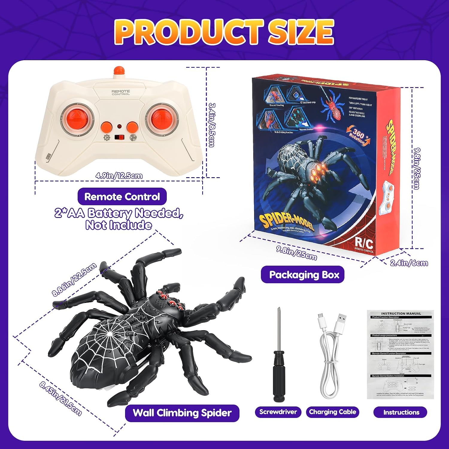 Detalle 2 de Wall Crawling Spider RC: Rechargeable Wall Climbing Spider for Fun and Pranks