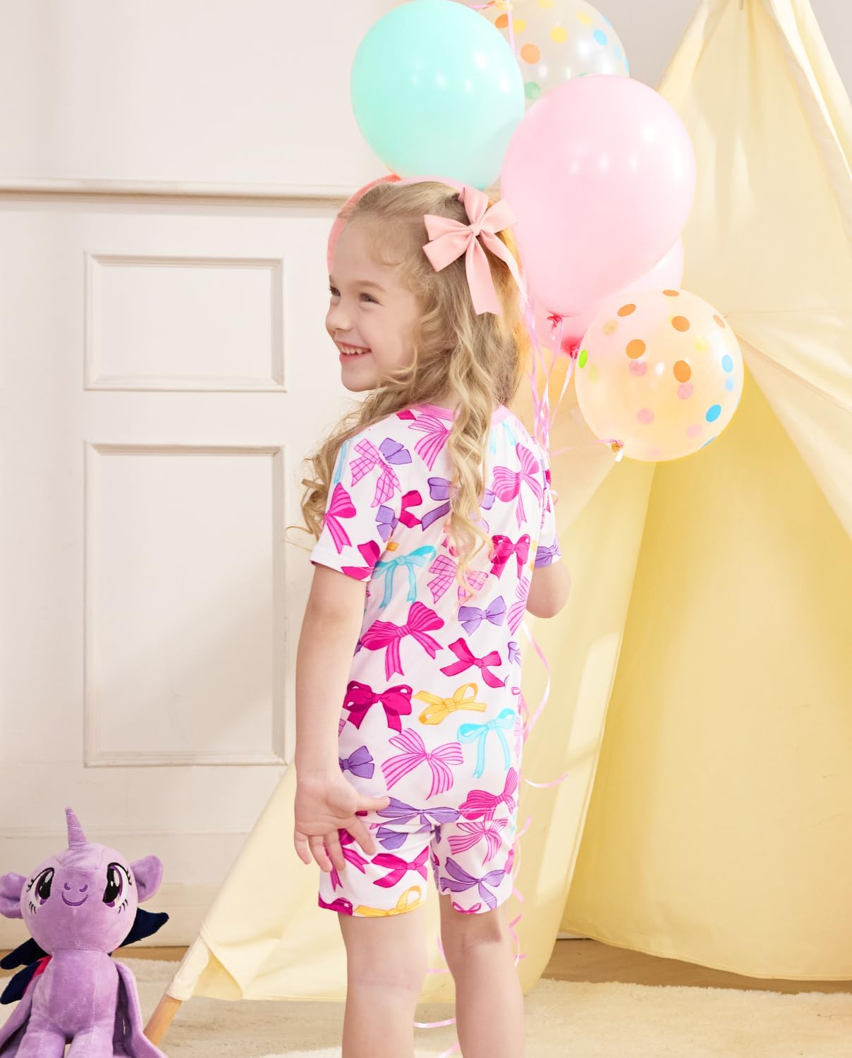 Thumbnail 4 de babee Reshinee Bamboo Viscose Toddler Unicorn Mermaid Pajamas (Short Sleeve, 2-Piece)