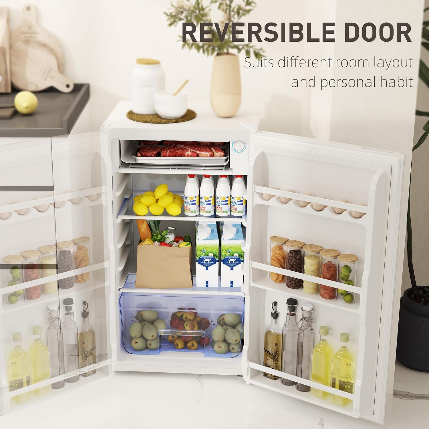 Thumbnail 5 de HOMCOM Under Counter Fridge 91L with Lock – Compact 47.5cm Wide, 0–10°C