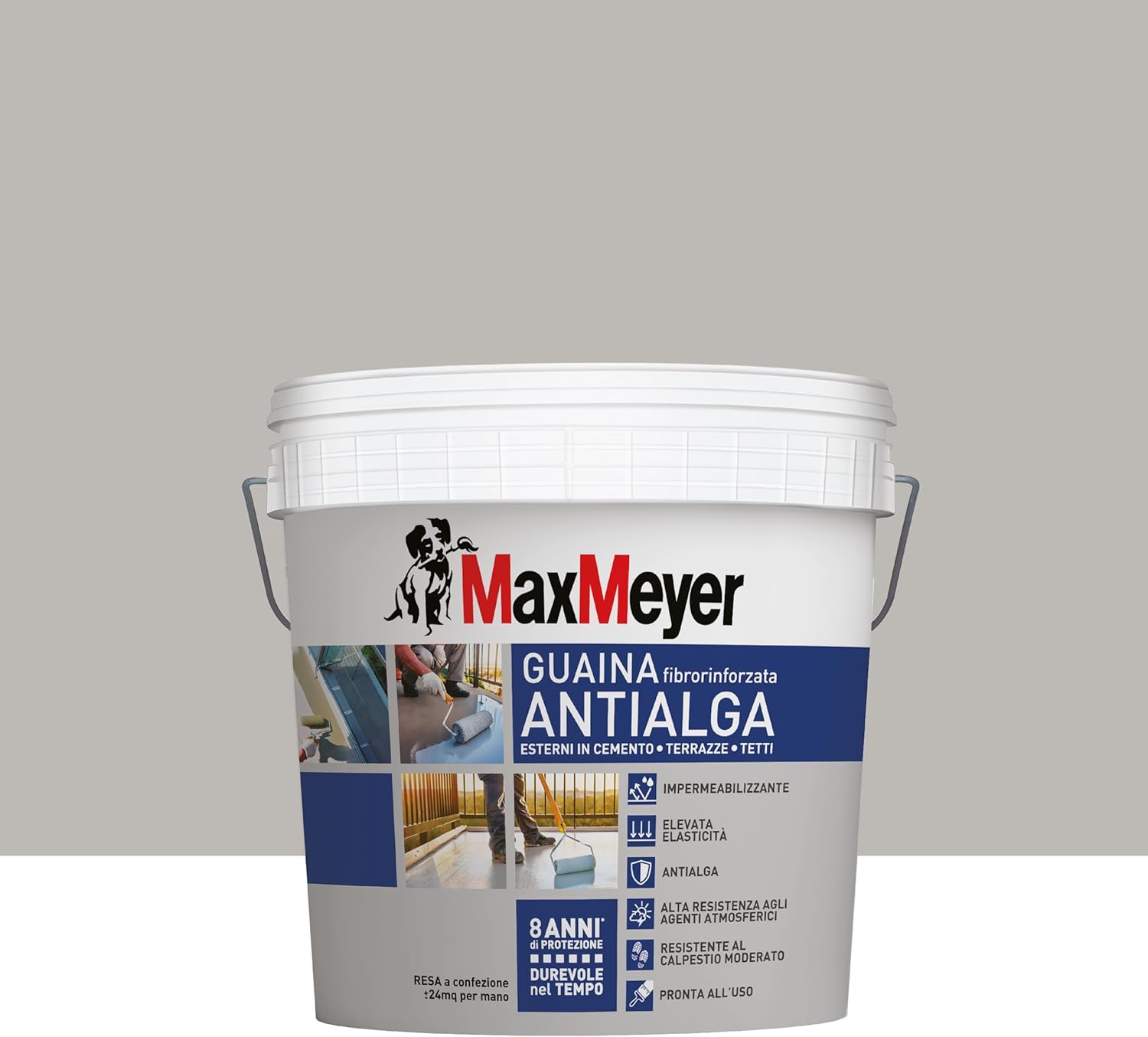 Thumbnail 1 de MAXMEYER Guaina Antialga Plus: Impermeabilizzante liquido fibrorinforzato per esterni, grigio, 4 L