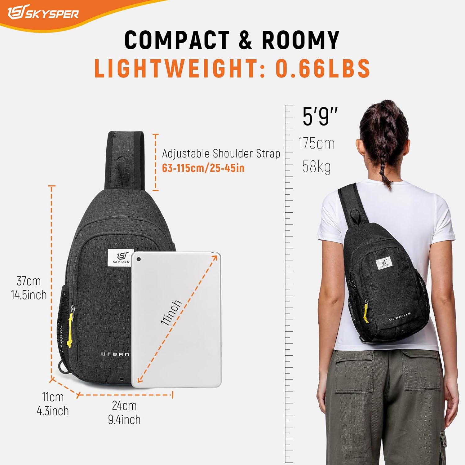 Thumbnail 1 de SKYSPER Sling Bag Anti Theft Crossbody Backpack – RFID, Lightweight & Durable for Hiking