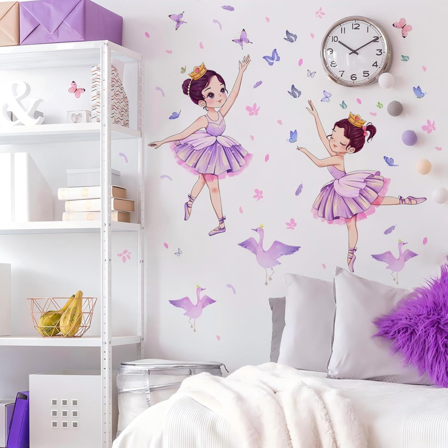 Thumbnail 2 de Butterfly Girl Wall Stickers – Swans Flower Princess Decor for Nurseries and Bedrooms