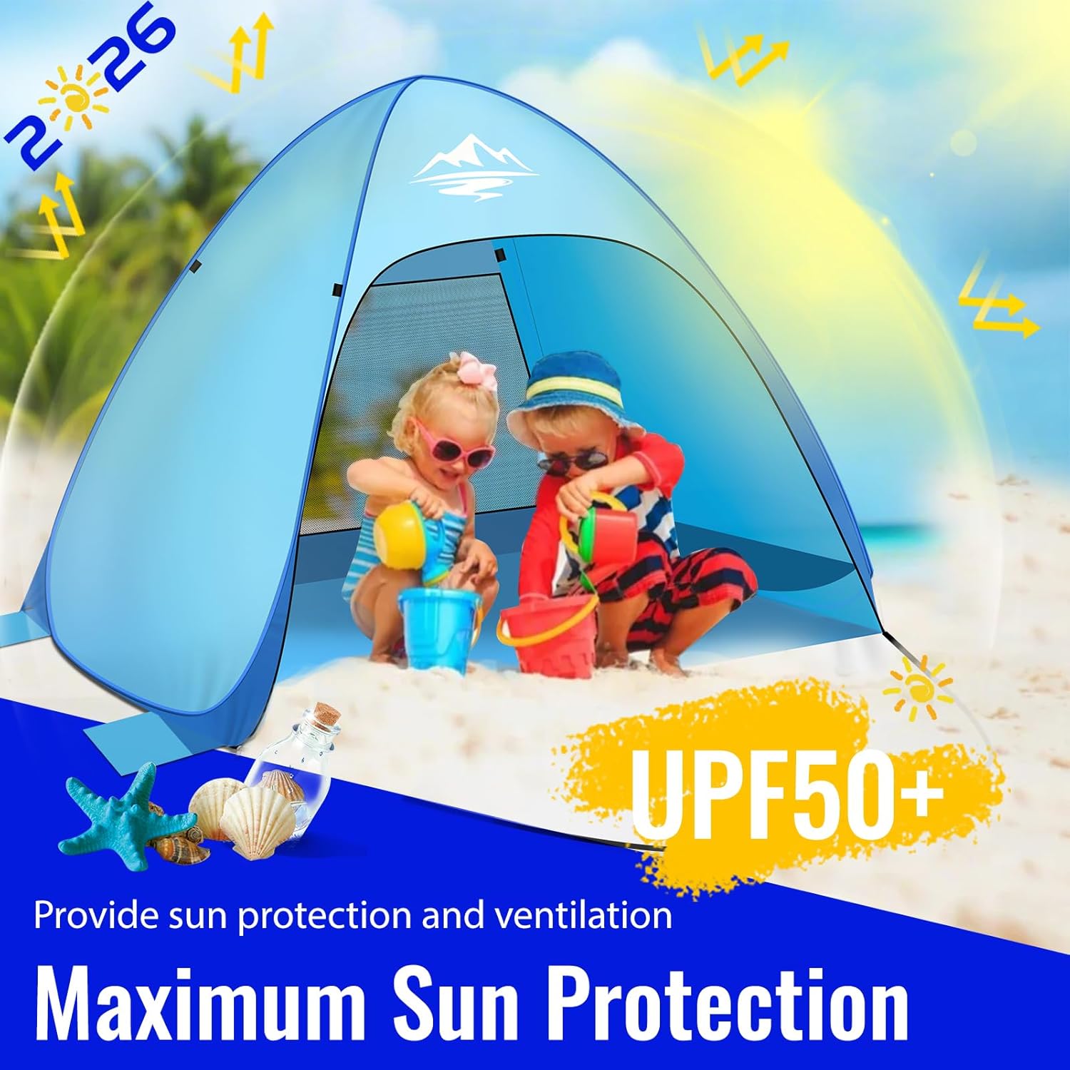 Thumbnail 1 de Pop Up Beach Tent 1-3 Person, 50+ UV