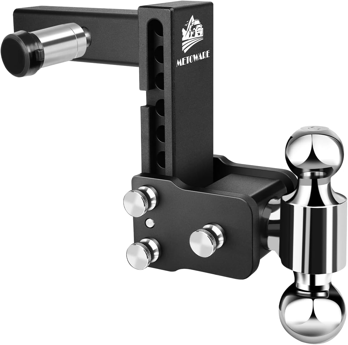 Detalle de METOWARE Adjustable Trailer Hitch with Dual Ball and 6-Inch Drop/Rise for 2-Inch Receivers