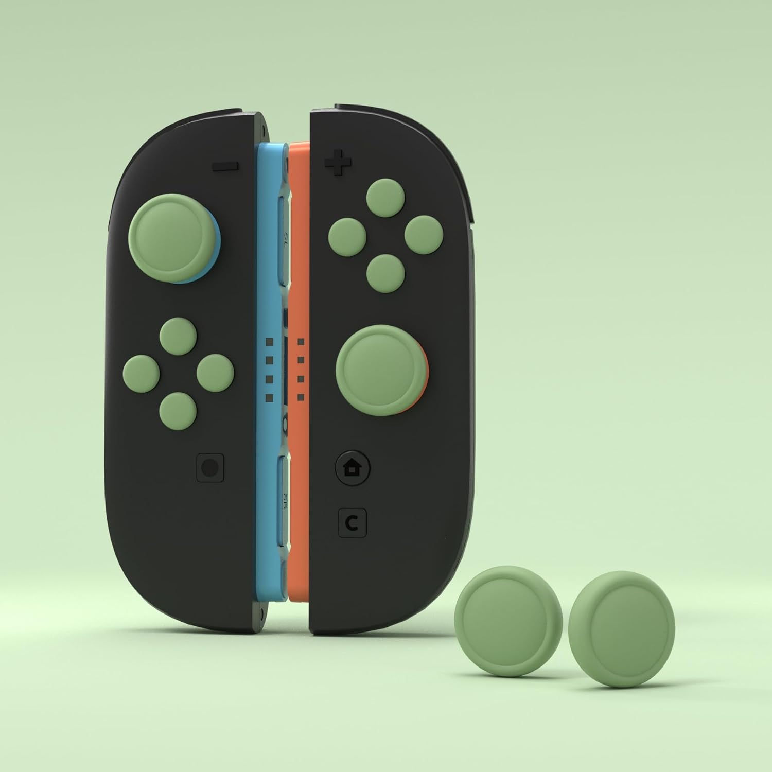 Detalle 2 de PlayVital Silicone Button Covers and Thumb Grip Set for Nintendo Switch 2 (Matcha Green)