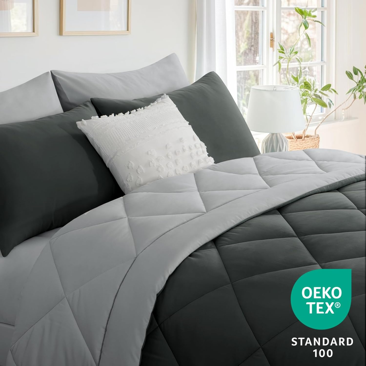 Thumbnail 4 de Aisbo Coverless Duvet King Size 10.5 Tog – 230x220cm, Dark Grey/Light Grey