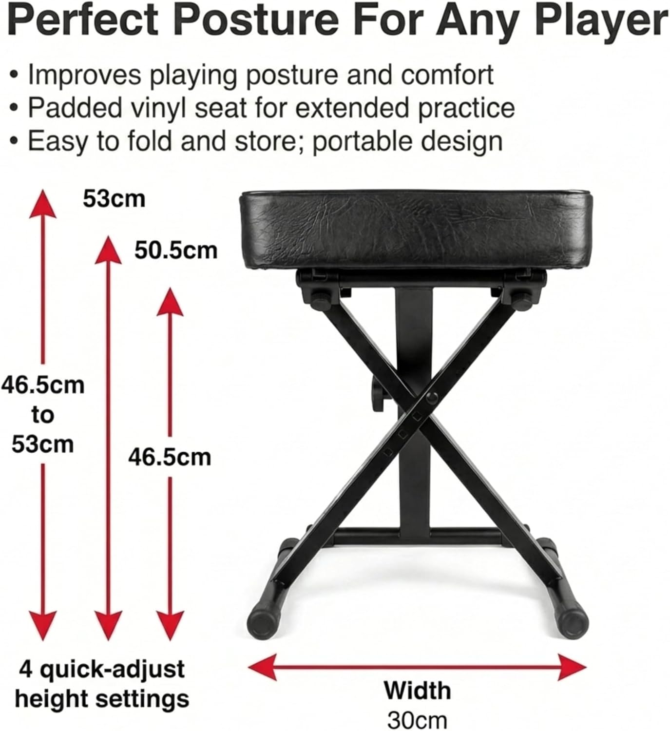 Thumbnail 2 de RockJam Adjustable Piano Bench & Keyboard Stool